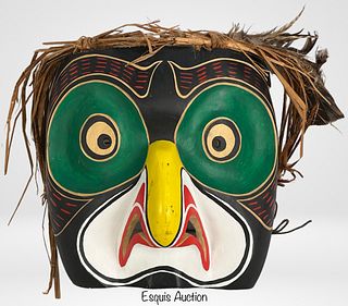 Kwakwaka'wakw Wood Carved Owl Mask- Signed