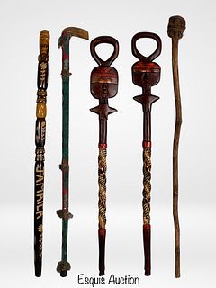 Assortment of Wood Carved Walking Sticks/ Canes