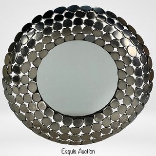 Contemporary Cascading Orbs Round Wall Mirror.