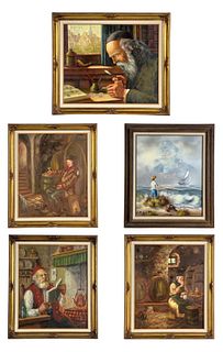 Group of Five Oil Paintings
