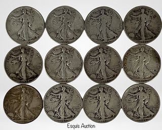 12 US Silver Walking Liberty Half Dollar Coins