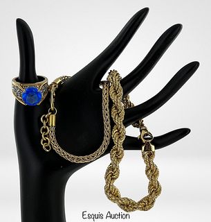 Gold Tone Sterling Silver Massive Bracelets & Ring
