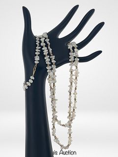 Natural Pearls & 14k Gold Necklace & Bracelets