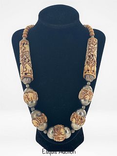 Vintage Massive Carved Ornate Necklace