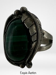 Native American Sterling Silver & Malachite Ring