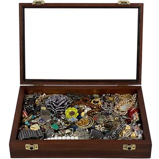 Groupof Vintage Costume Jewelry in Display Box