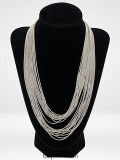Italina Sterling 12 Strand Liquid Silver Necklace