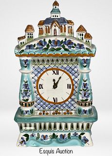 Gzhel- Russian Hand Painted Majolica Clock