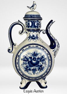Gzhel- Large Russian Hand Painted Porcelain Teapot
