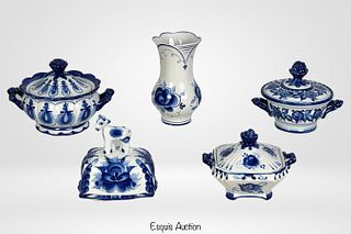 Assortment of Gzhel Russian Traditional Porcelain