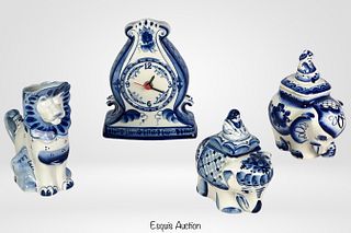Gzhel Russian Traditional Porcelain Collectibles