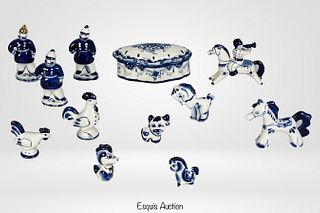 Assortment of Gzhel Russian Porcelain Figurines