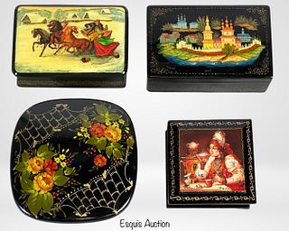 Vintage Russian Hand Painted Lacquer Boxes