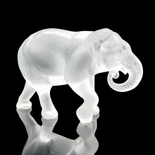 Lalique Frosted Crystal Sculpture, Java Elephant