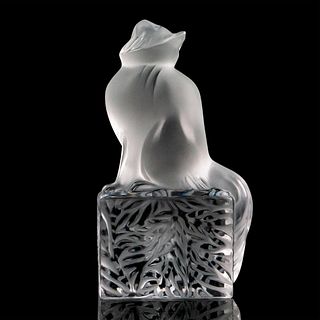 Marie-Claude Lalique (French, 1935-2003) Crystal Paperweight, Cat Dendour