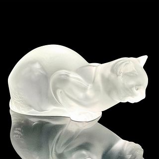 Lalique Crystal Sculpture, Chat Couche