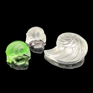 3pc Lalique Crystal Figurines Shell and Snail