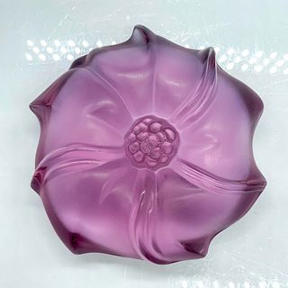 Lalique Amethyst Satin Crystal Jimson Flower Paperweight