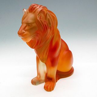 Marie-Claude Lalique (French, 1935-2003) Amber Crystal Sculpture, Bamara Lion