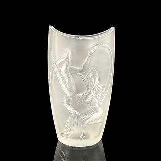 Lalique Crystal Vase, Cordes, Trapeze