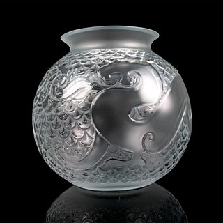 Lalique Crystal Vase, Xian Dragon