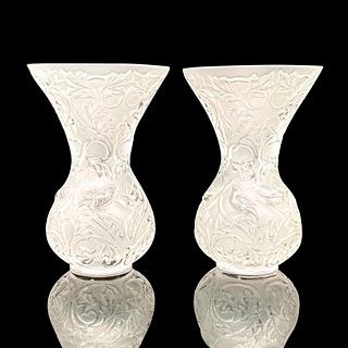 Pair of Lalique Crystal Arabesque Vases