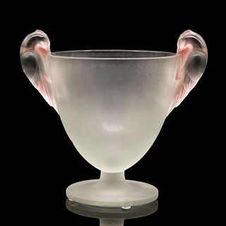 Rene Lalique Frosted Crystal Vase, Ornis