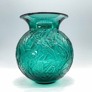 Lalique Crystal Vase, Nymphale Teal