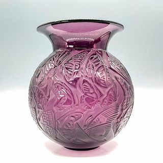 Lalique Purple Crystal Vase, Nymphale Premier Edition