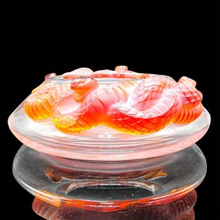 Marie-Claude Lalique (French, 1935-2003) Crystal Bowl, Amber Snakes