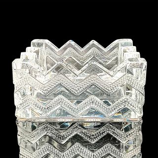 Lalique Crystal Ashtray Sudan Pattern, Square Chevron Design