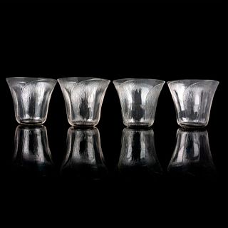 4pc Lalique Glass Drinkware, Pavot