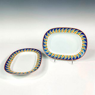2pc Lalique Porcelain Pickle Dish Set, Soleil