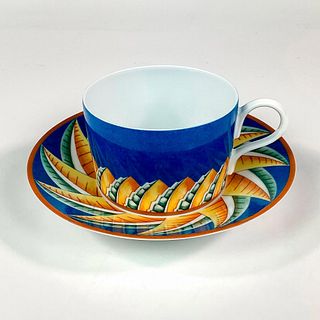 Lalique Flat Cup and Saucer, Soleil