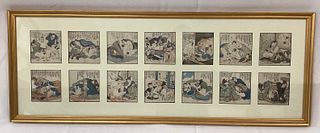 Framed Series of Japanese Erotic Woodblocks