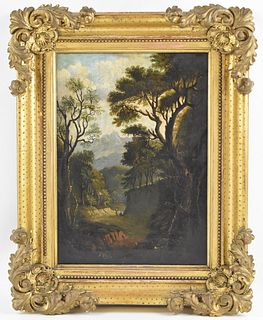 VICTORIAN FOREST VALLEY OIL PAINTING