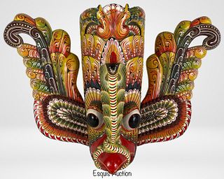Sri Lanka Traditional Wood Carved Naga Raksha Mask