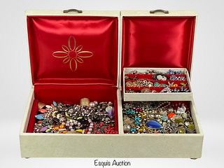 Vintage Jewelry Box filled with Costume Jewelry