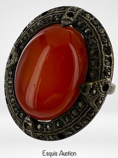 Vintage Lady's Sterling Silver & Carnelian Ring