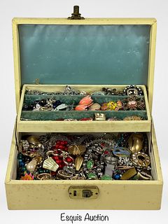 Jewelry Box filled with Vintage Costume Jewelry