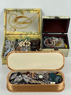 3 Vintage JewelryBoxes filled with Vintage Jewelry
