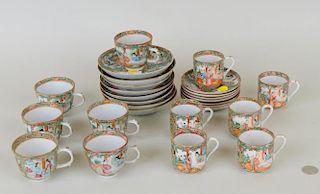 Assembled Group Rose Medallion Cups/Saucers