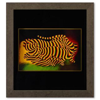 Victor Vasarely (1908-1997), "Tigres de la sÃ©rie Graphismes 3" Framed 1977 Heliogravure Print with Letter of Authenticity