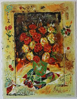 Sergey Kovrigo- Original Serigraph on Paper "Red Bouquet"