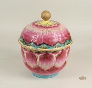 Chinese Porcelain Lotus Form Covered Jar