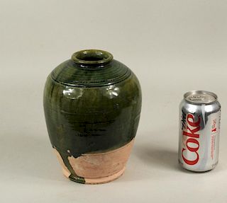 Chinese Yuan Green Glazed Pottery Jar