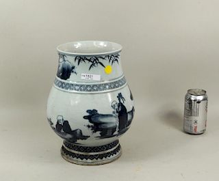 Large Asian Blue & White Porcelain Urn