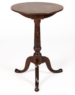 NEW ENGLAND QUEEN ANNE BIRCH CANDLESTAND WITH DRAWER