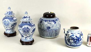 Four Chinese Blue & White Porcelains