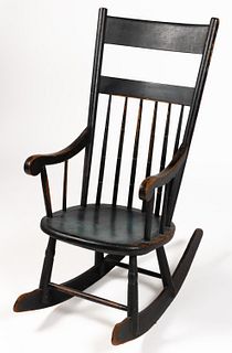 AMERICAN LATE WINDSOR PAINTED ROCKING CHAIR